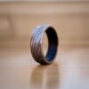 Damascus Steel Ring Twist Pattern with Blue Pakka wood sleeve for comfort wear