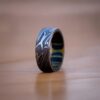 Damascus Ring Flat Shape Promise Ring Green & Skin Wood Sleeve Promise Ring