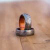 Whiskey Barrel Handcrafted Damascus Steel Promise Rings for Men Wooden Inlay Elegant Wood Wedding Bands | Artisan Wood Ring - Image 3