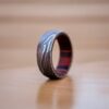 Hand forged Domed Shape Damascus Ring Red & Black Color wood sleeve for comfort wear - Image 3