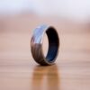 Damascus Steel Ring Twist Pattern with Blue Pakka wood sleeve for comfort wear - Image 3