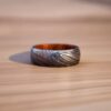 Whiskey Barrel Handcrafted Damascus Steel Promise Rings for Men Wooden Inlay Elegant Wood Wedding Bands | Artisan Wood Ring - Image 4