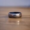 Damascus Steel Ring Twist Pattern with Blue Pakka wood sleeve for comfort wear - Image 5