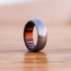 Hand forged Domed Shape Damascus Ring Red & Black Color wood sleeve for comfort wear - Image 4
