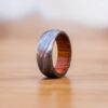 Whiskey Barrel Handcrafted Damascus Steel Promise Rings for Men Wooden Inlay Elegant Wood Wedding Bands | Artisan Wood Ring - Image 6