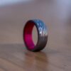 Damascus Ring Handmade Red Wood Inlay Affordable Wedding Band - Image 6