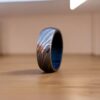 Damascus Steel Ring Twist Pattern with Blue Pakka wood sleeve for comfort wear - Image 7