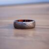 Hand forged Domed Shape Damascus Ring Red & Black Color wood sleeve for comfort wear - Image 5