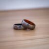 Whiskey Barrel Handcrafted Damascus Steel Promise Rings for Men Wooden Inlay Elegant Wood Wedding Bands | Artisan Wood Ring - Image 7