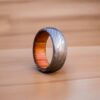 Whiskey Barrel Handcrafted Damascus Steel Promise Rings for Men Wooden Inlay Elegant Wood Wedding Bands | Artisan Wood Ring - Image 9